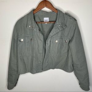 Kensie Jeans Green Cropped Utility Jacket